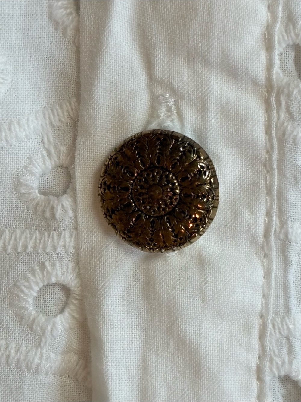 Zara White Eyelet Shirt Dress Collared Button Front Embroidered Size Small - Picture 5 of 10